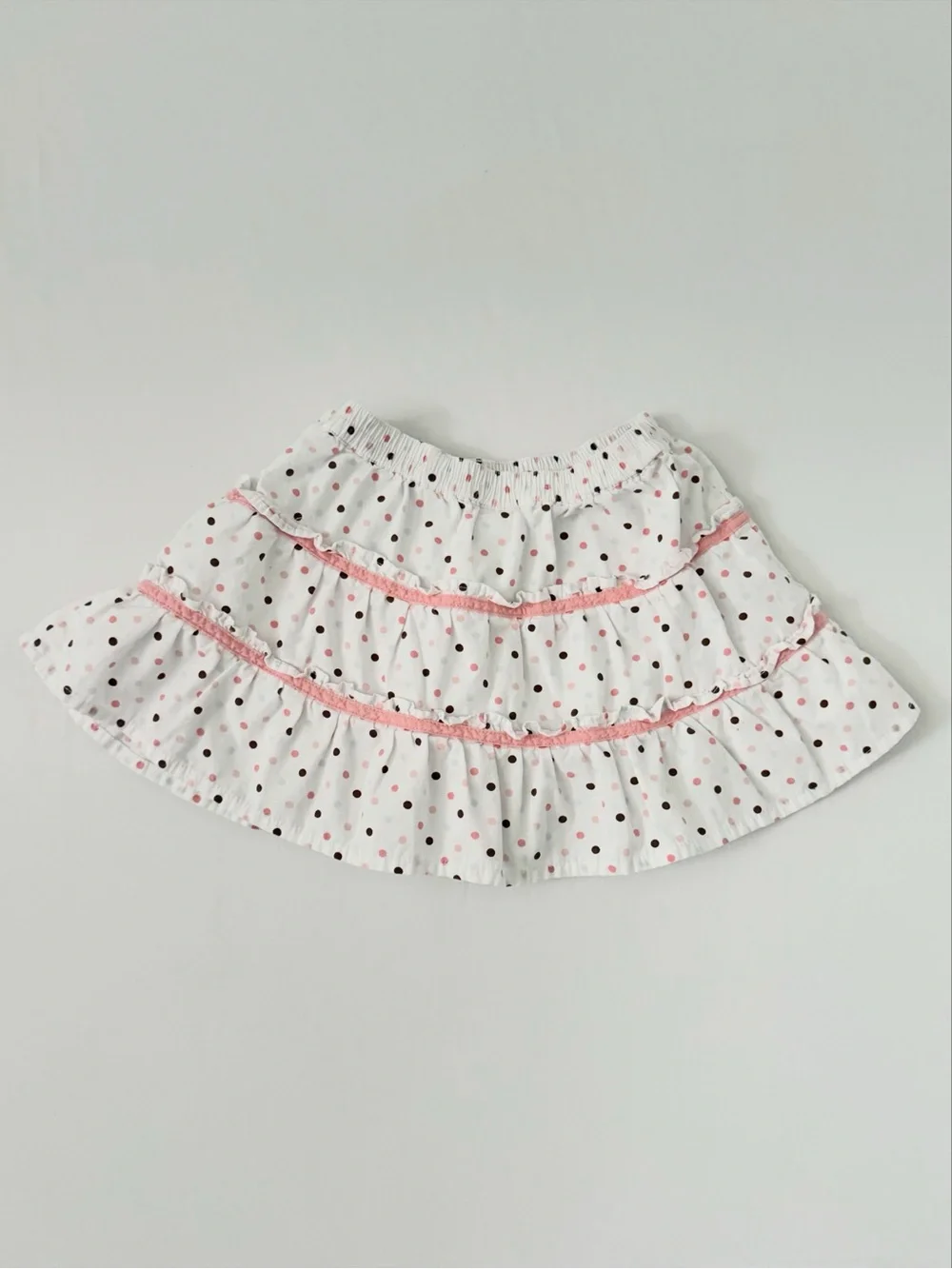Y2K Gymboree Polka Dot Ruffle Skirt with Pink Trim